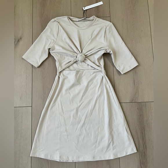NWT Susana Monaco Knot Front Mini Dress in Toasted Almond Cream Women’s Small - Picture 1 of 8